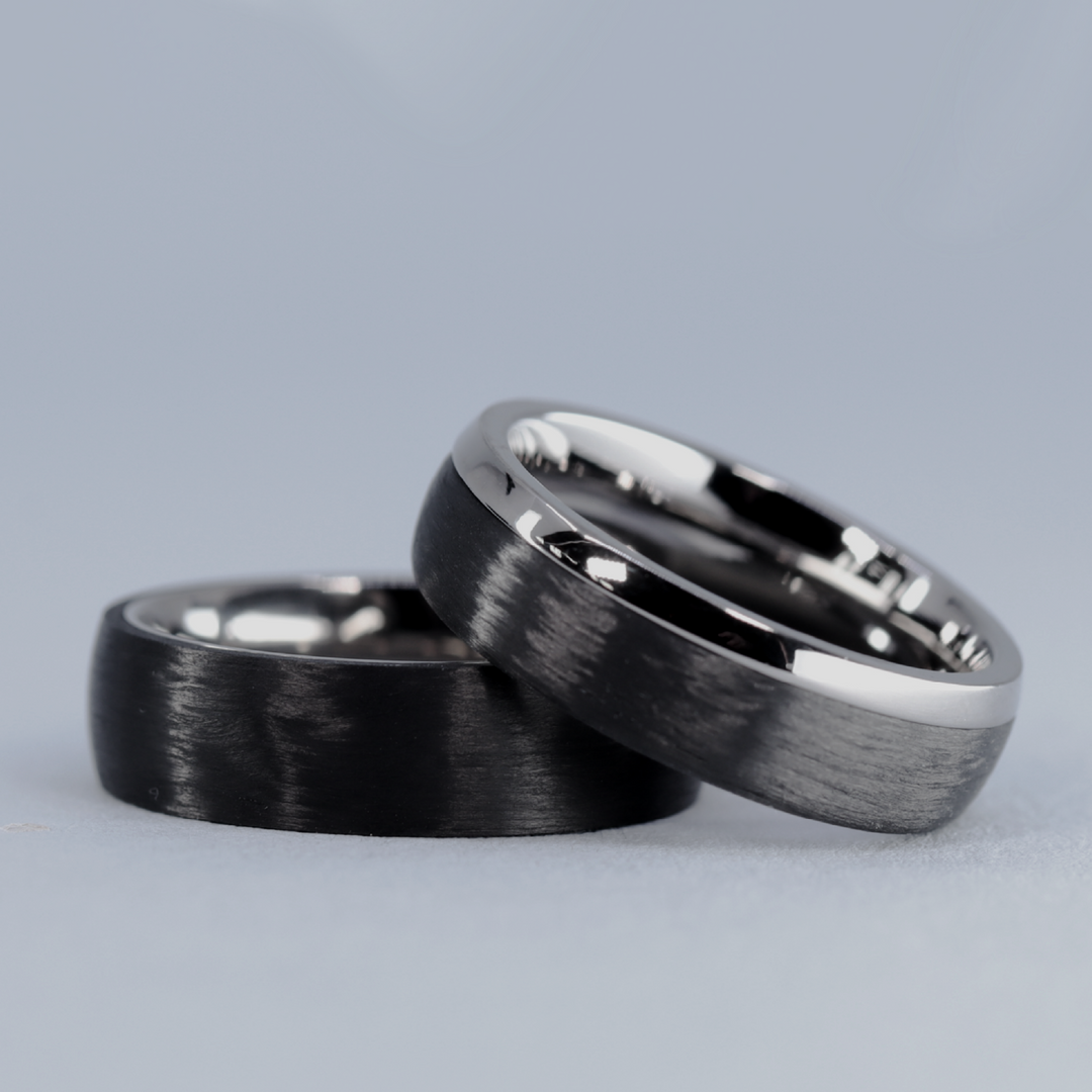 Wedding Ring Set - The Camber & The Apex - Titanium and Carbon Fibre Wedding Rings Wedding Ring Sets
