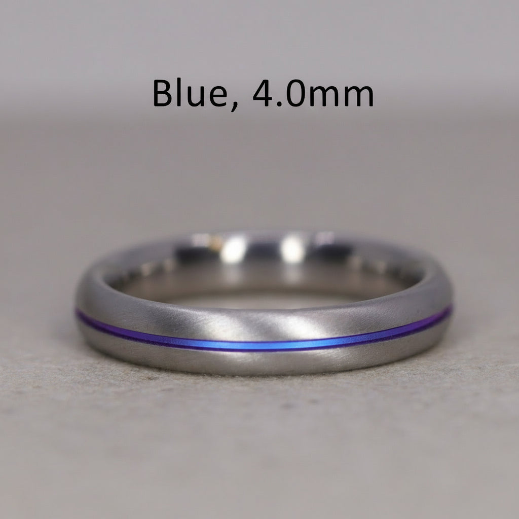 Titanium Black or Coloured Channel Brushed Wedding Ring - The Greystones - Made-to-Order Titanium Rings