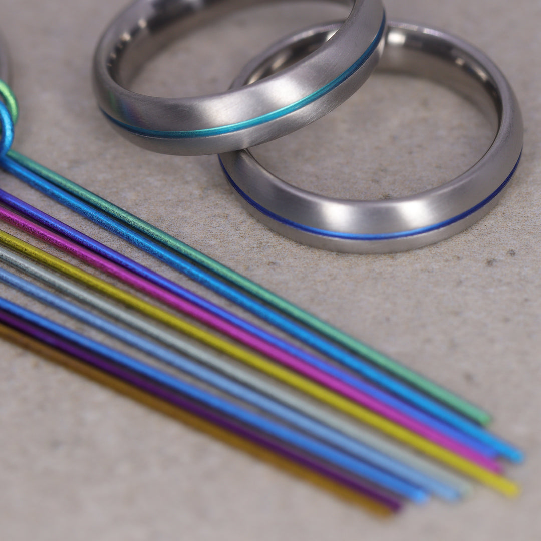Titanium Black or Coloured Channel Brushed Wedding Ring - The Greystones - Made-to-Order Titanium Rings