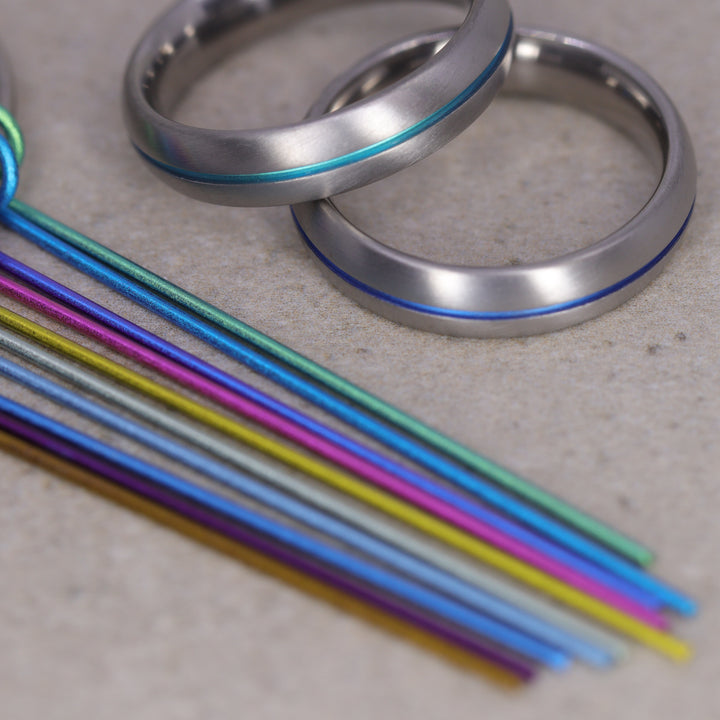 Titanium Black or Coloured Channel Brushed Wedding Ring - The Greystones - Made-to-Order Titanium Rings