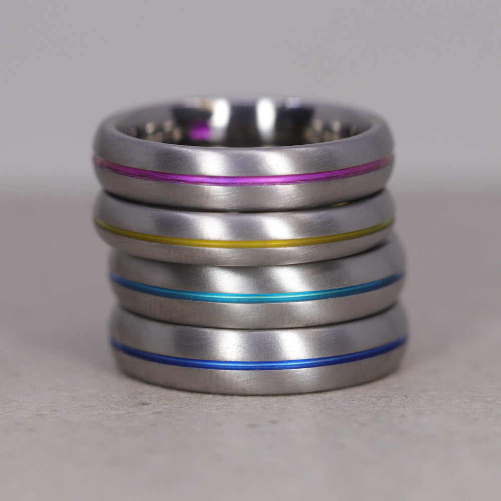 Titanium Black or Coloured Channel Brushed Wedding Ring - The Greystones - Made-to-Order Titanium Rings