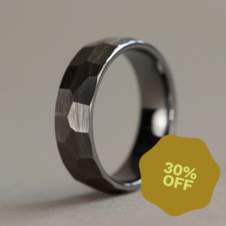 Tungsten Hammered Effect Wedding Ring - The Rivelin Valley