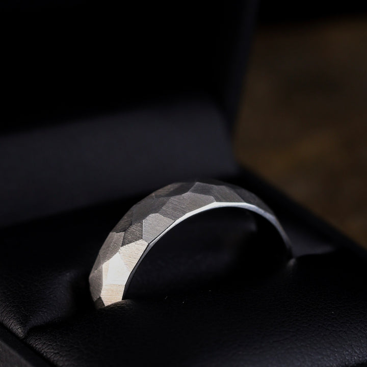 Hammered Effect Stainless Steel Wedding Ring - The Rivelin Valley Stainless Steel Rings