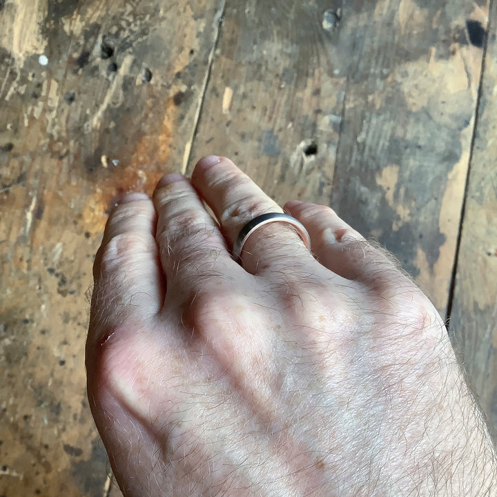 Rose or Yellow Gold Inside Wrap Titanium Wedding Ring - The Ladybower - Made-to-Order