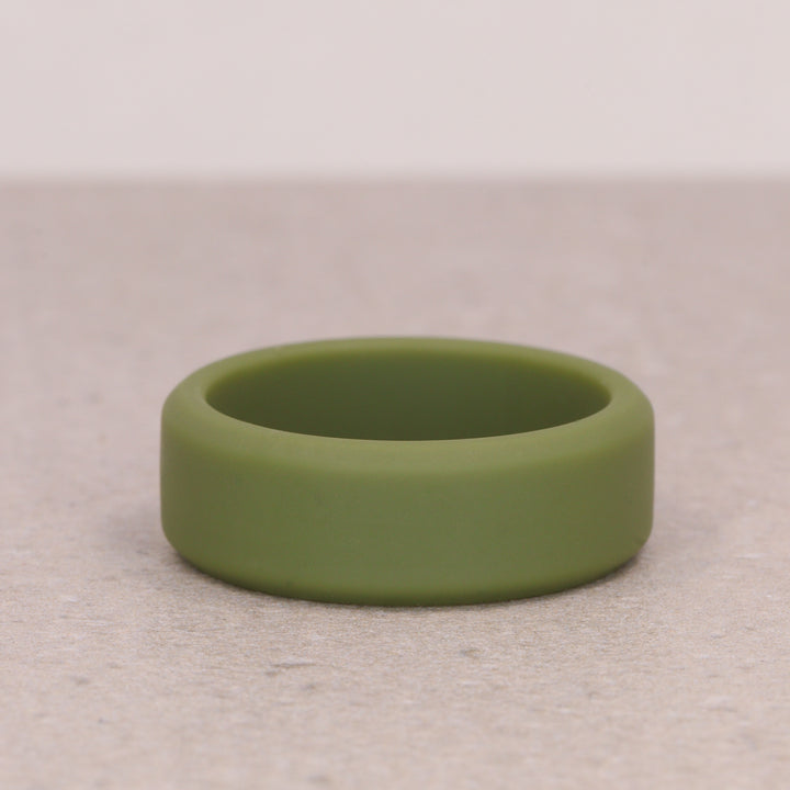 Silicone Olive Green 8.0mm Ring Men&