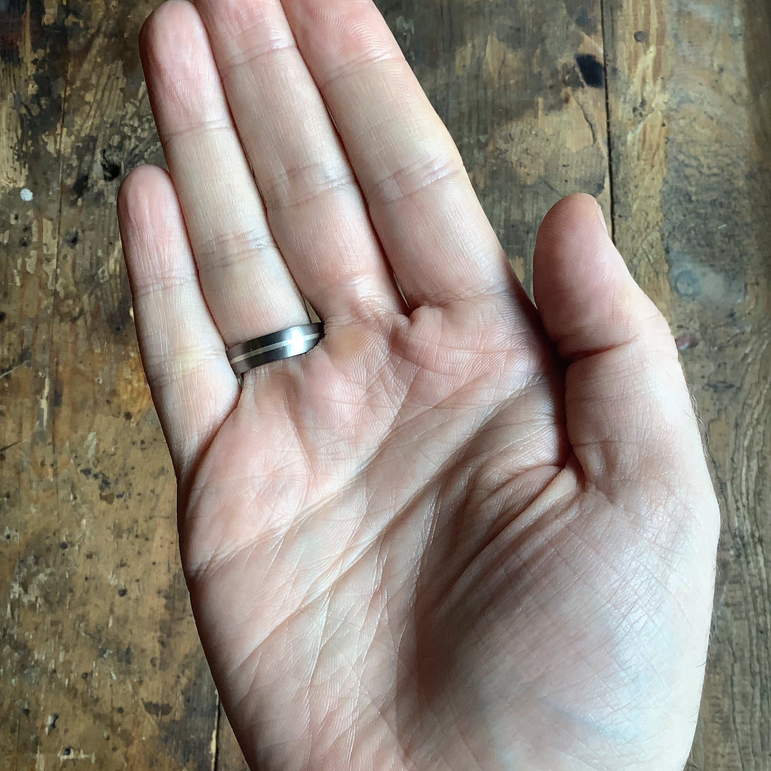 Silver Inlay Titanium Wedding Ring - The Derwent - Made-to-Order Titanium Rings