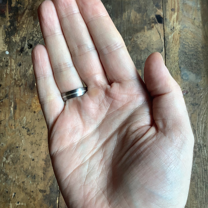 Silver Inlay Titanium Wedding Ring - The Derwent - Made-to-Order Titanium Rings