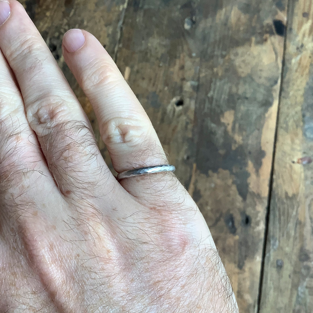 Slim Hammered Effect Precious Metal Wedding Ring - The Beauchief - Made-to-Order Stainless Steel Rings