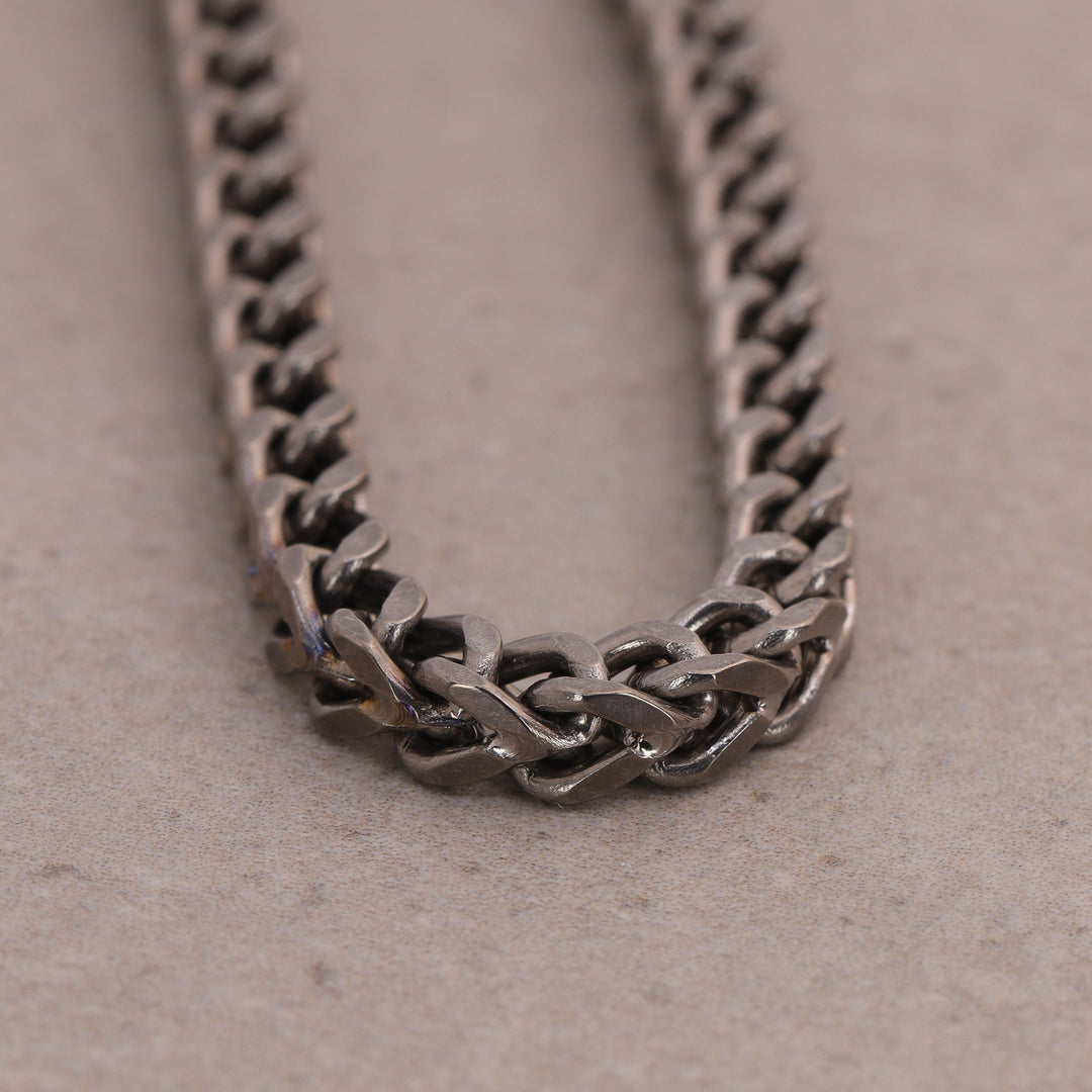 Titanium Square Wheat Style Link Men&