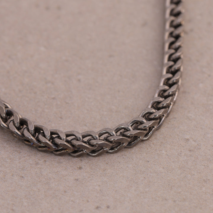 Titanium Square Wheat Style Link Men&