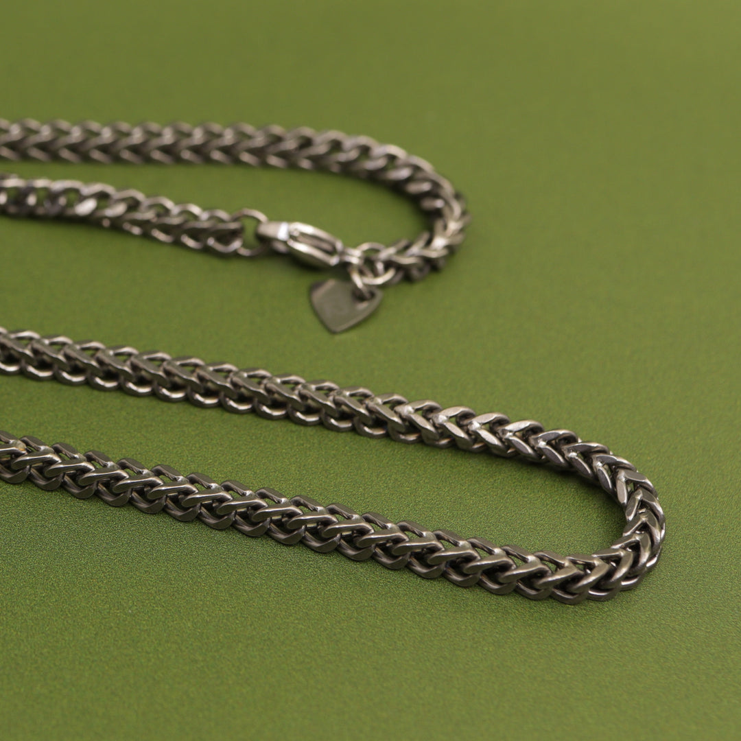 Titanium Square Wheat Style Link Men&