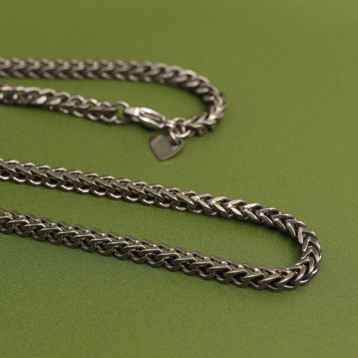 Titanium Square Wheat Style Link Men&