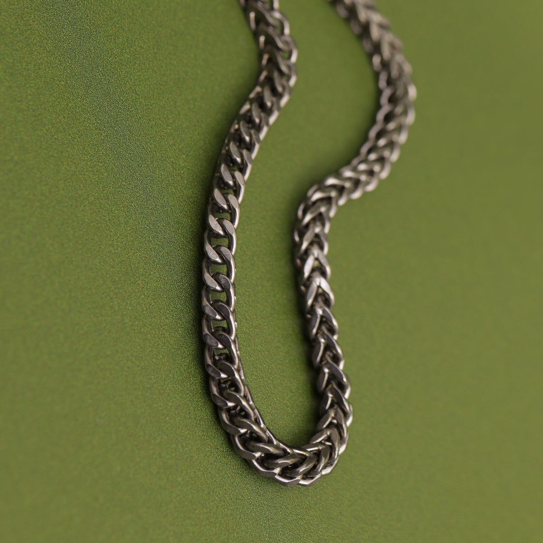 Titanium Square Wheat Style Link Men&