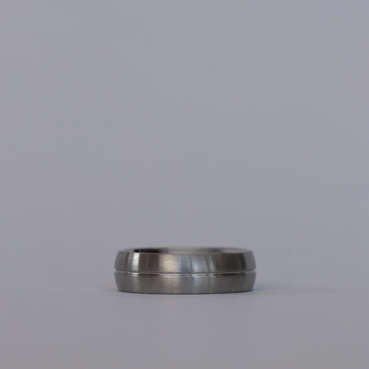Stainless Steel Wedding Band with Engraved Line and Satin/Matt Finish - The Concord Stainless Steel Rings