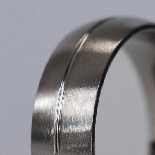 Stainless Steel Wedding Band with Engraved Line and Satin/Matt Finish - The Concord Stainless Steel Rings