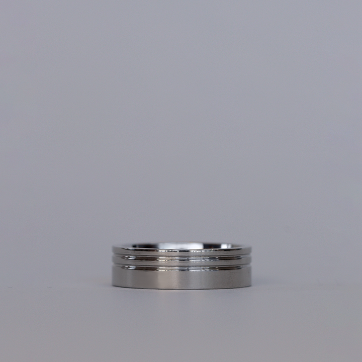 Two Asymmetric Engraved Lines Stainless Steel Ring - The Meersbrook Ring Stainless Steel Rings