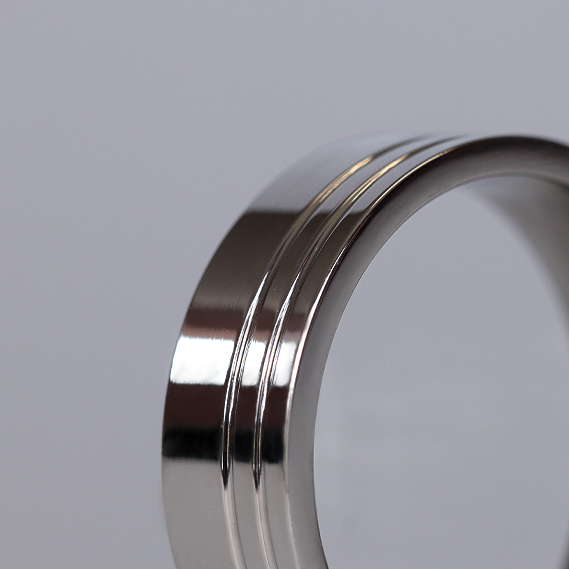 Two Asymmetric Engraved Lines Stainless Steel Ring - The Meersbrook Ring Stainless Steel Rings