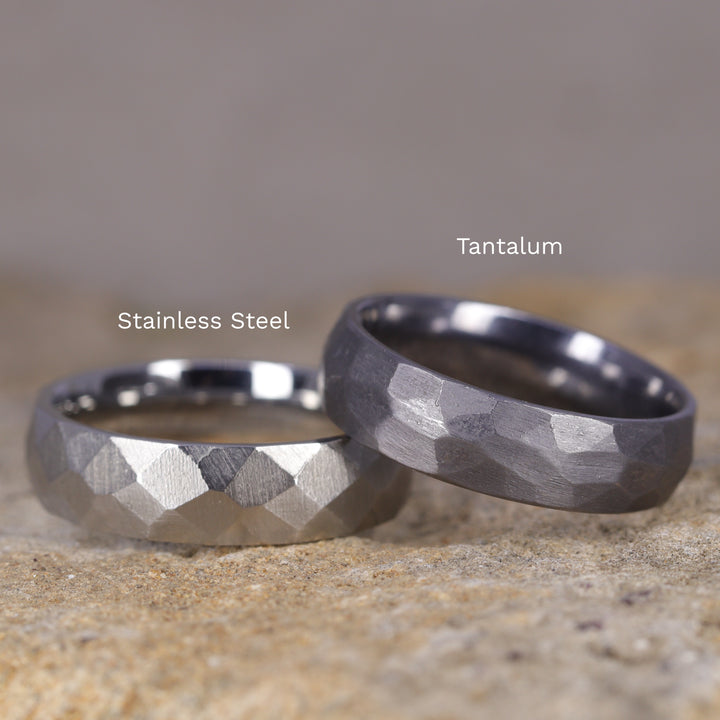 Stainless Steel Hammered Effect Wedding Ring - The Rivelin Valley Stainless Steel Rings