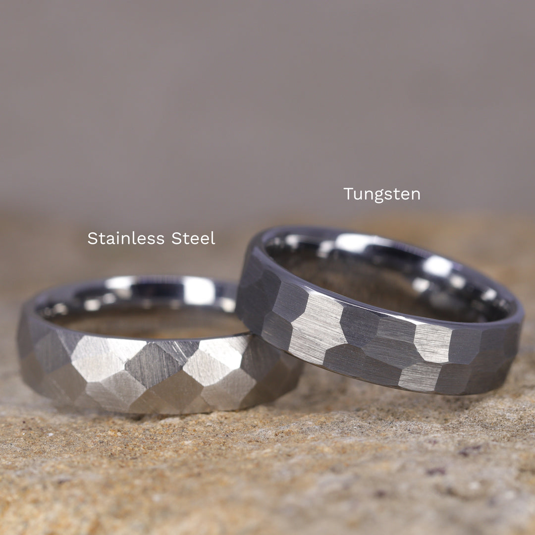 Stainless Steel Hammered Effect Wedding Ring - The Rivelin Valley Stainless Steel Rings