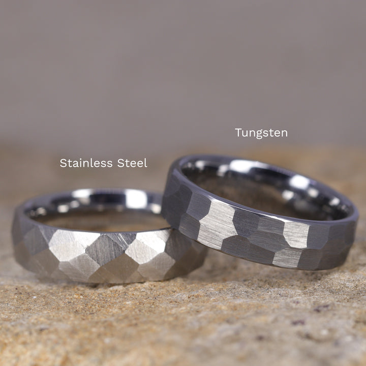 Stainless Steel Hammered Effect Wedding Ring - The Rivelin Valley Stainless Steel Rings