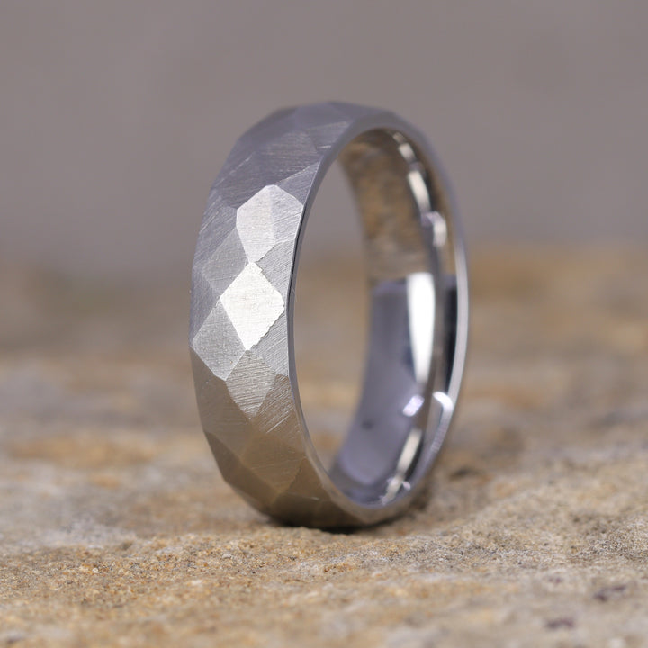 Stainless Steel Hammered Effect Wedding Ring - The Rivelin Valley