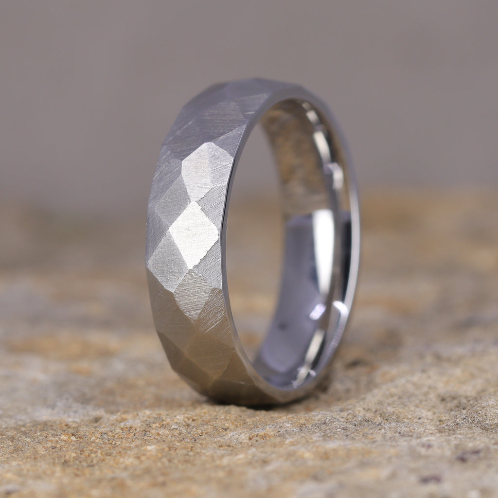 Stainless Steel Hammered Effect Men's Wedding Ring - The Rivelin Valley Stainless Steel Rings