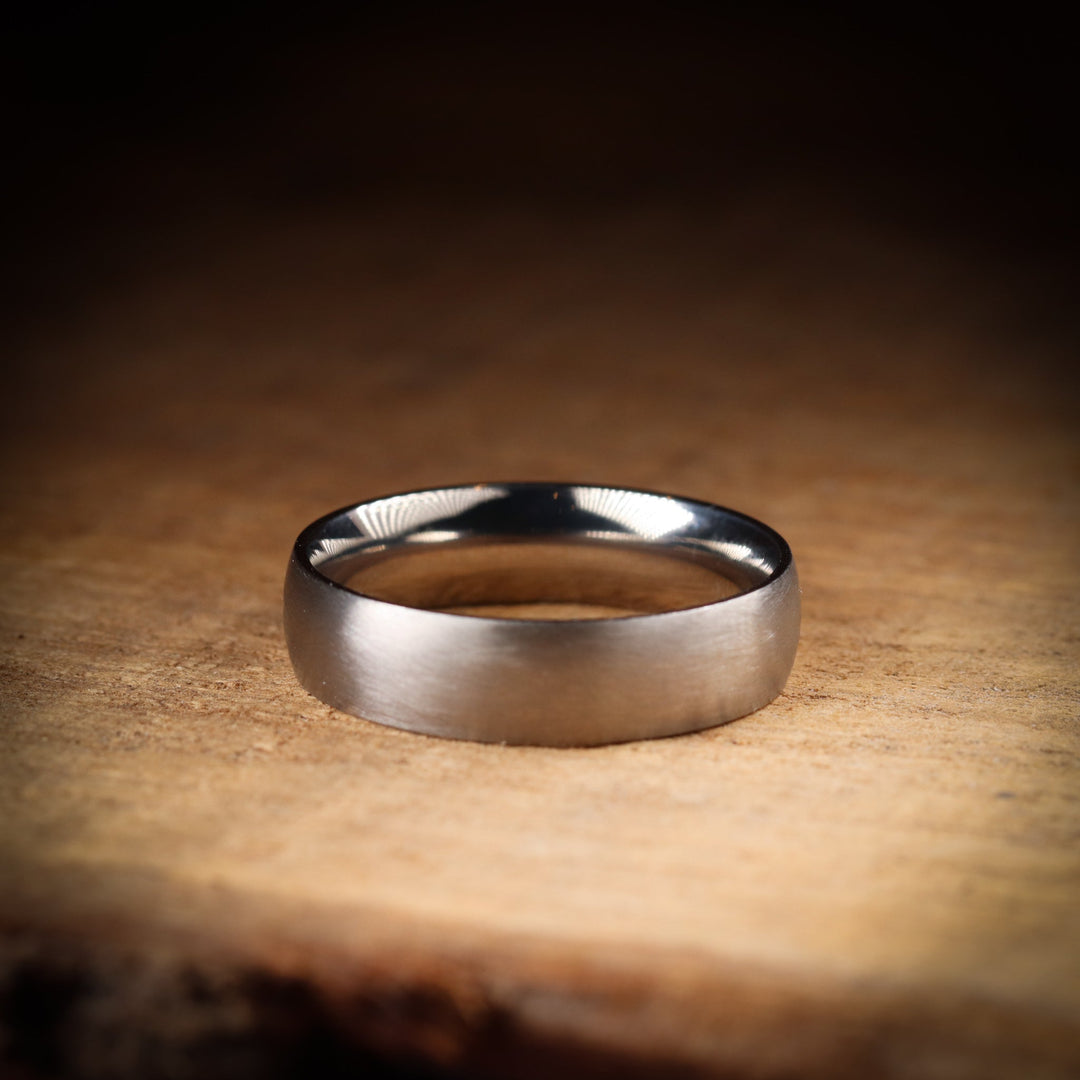 Matt/Satin Finish Light Court Shaped Precious Metal Wedding Band - The Millhouses Ring - Made-to-Order