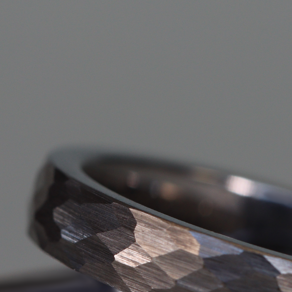 Hammered Effect 4.0mm Super Titanium Wedding Ring - Limited Edition - The Rivelin Valley Super Titanium Rings