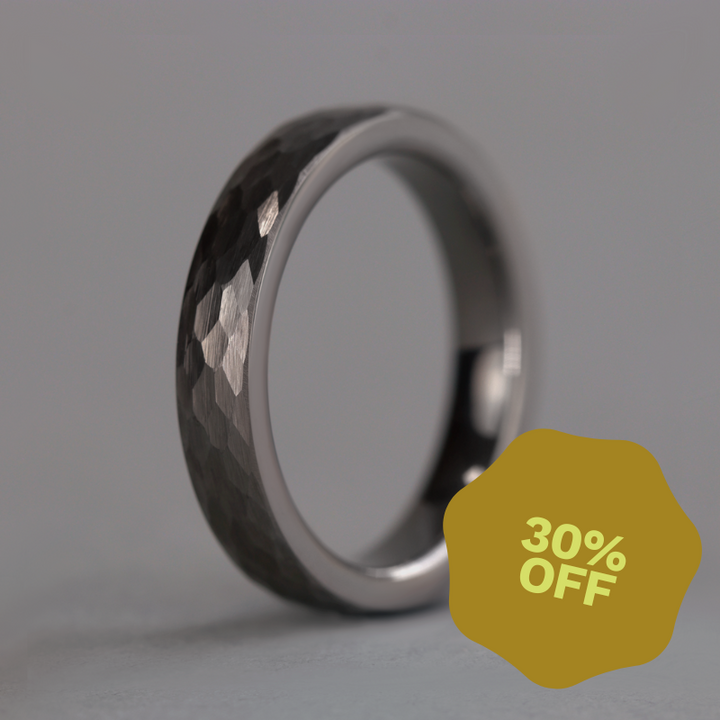 Super Titanium Hammered Effect Wedding Ring - Limited Edition - The Rivelin Valley