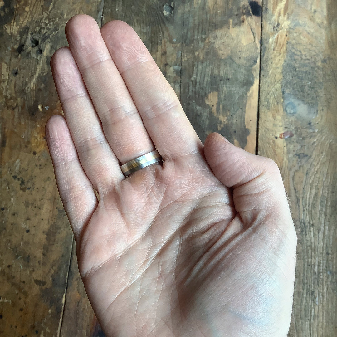 Three Colour Gold, Silver & Titanium Wedding Ring - The Hope Valley - Made-to-Order Titanium Rings
