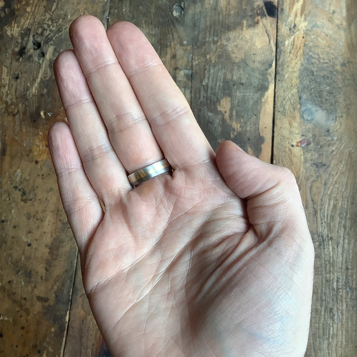 Three Colour Gold, Silver & Titanium Wedding Ring - The Hope Valley - Made-to-Order Titanium Rings