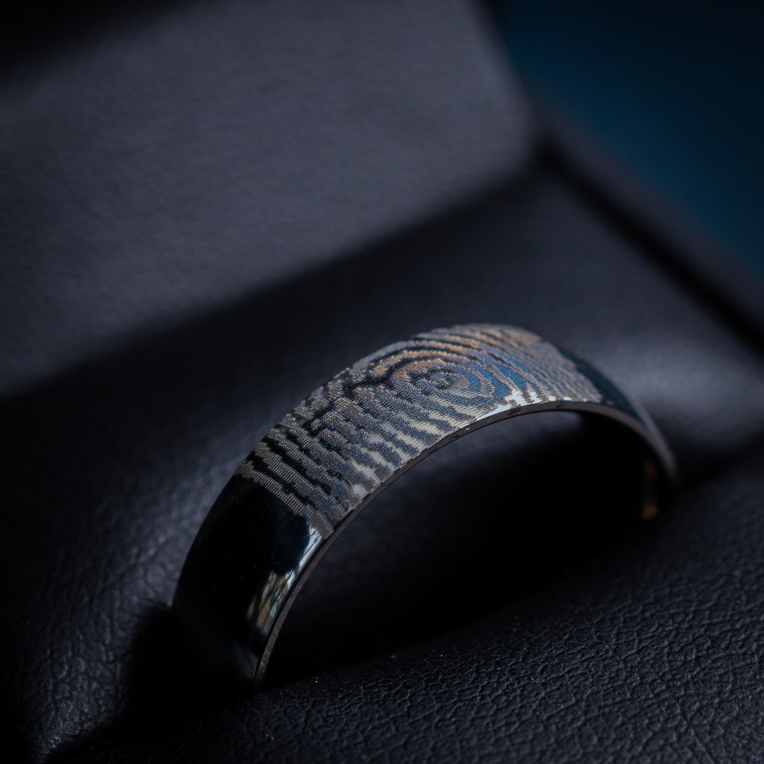 Personalised Fingerprint Ring - The Ruskin 2.0 Polished Titanium Ring