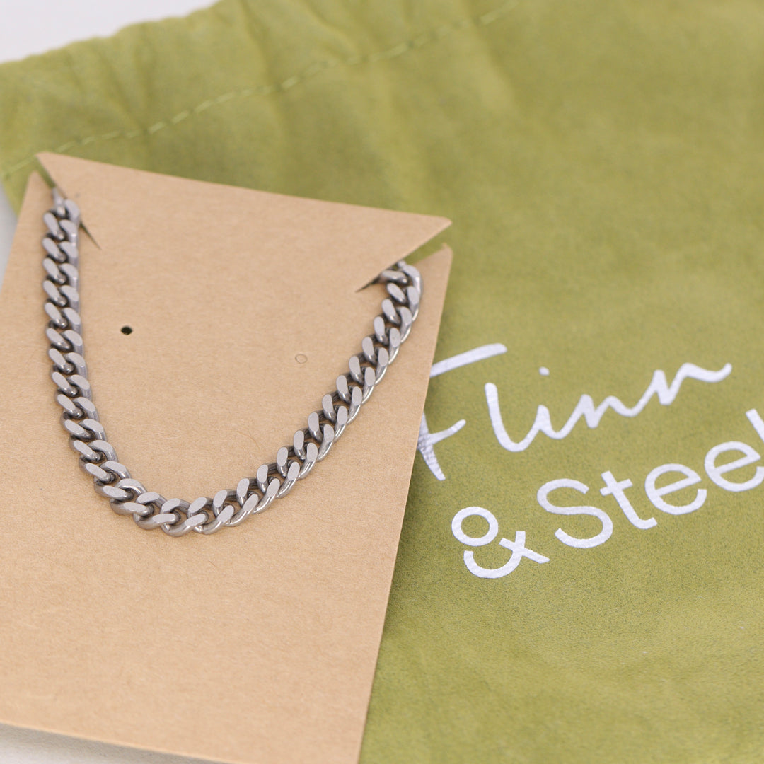 Titanium Filed Curb Chain Men's/Unisex Bracelet