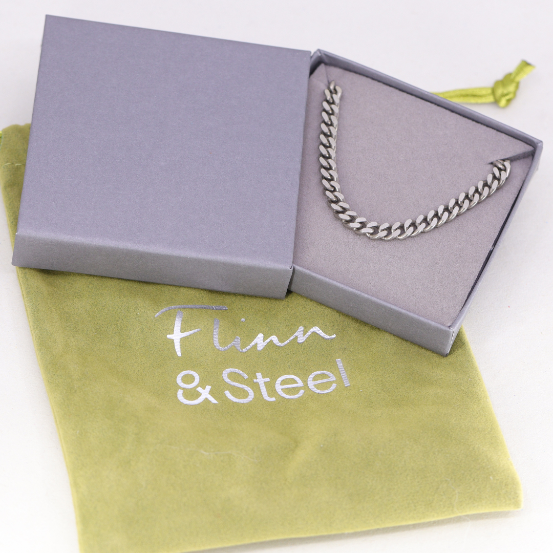 Titanium Filed Curb Chain Men's/Unisex Bracelet Gifts/Merch