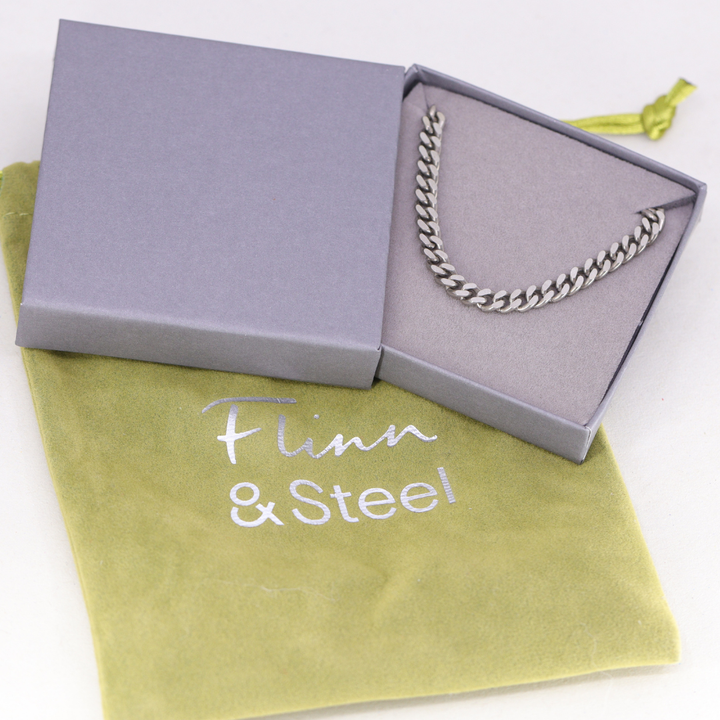 Titanium Filed Curb Chain Men's/Unisex Bracelet Gifts/Merch