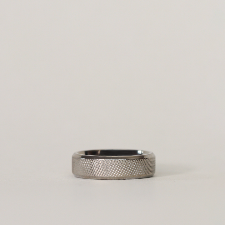 *End of Line* Knurled Effect Bevelled Edge Titanium Wedding Ring - The Wharncliffe Titanium Rings