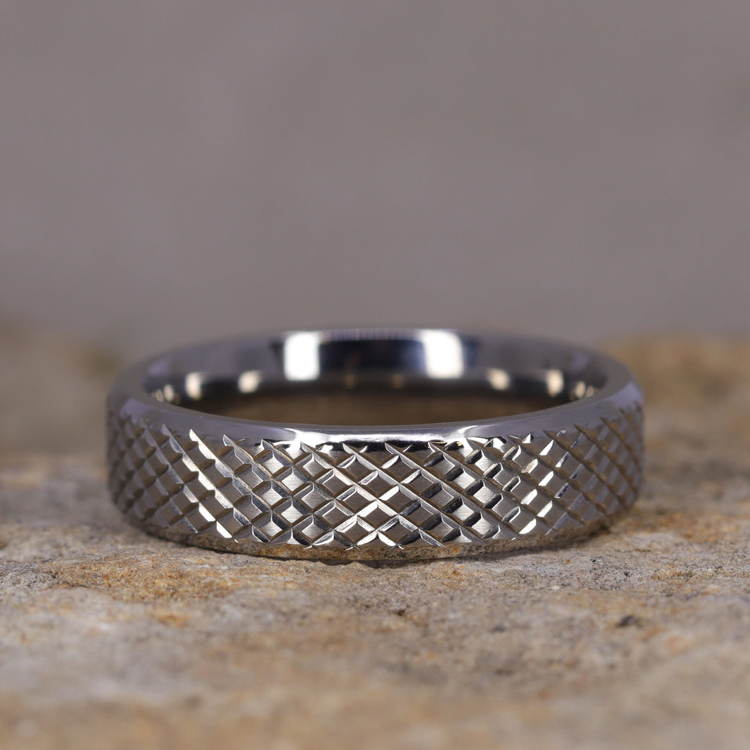 Titanium Knurled Effect Wedding Ring - The Park Hill