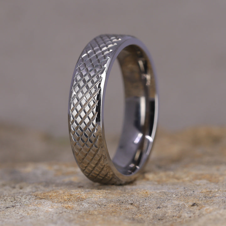 Titanium Knurled Effect Wedding Ring - The Park Hill