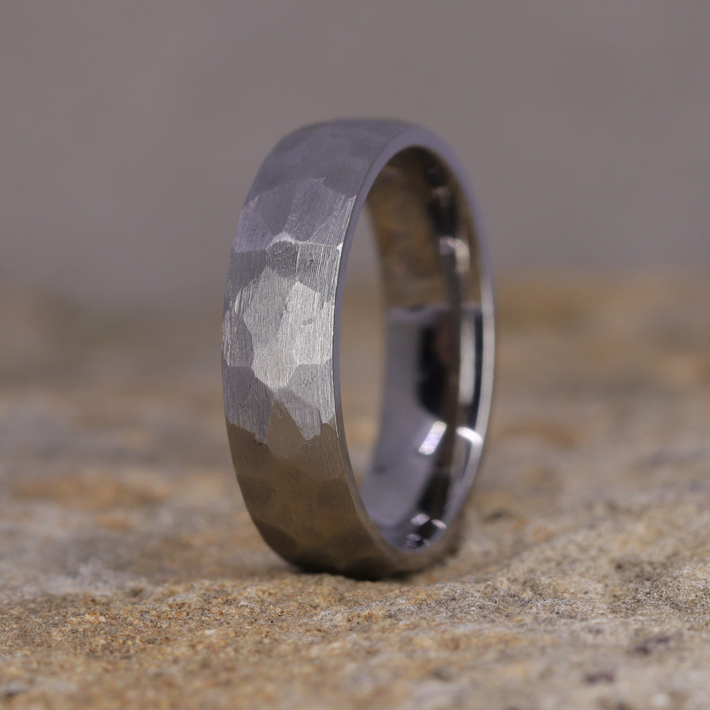 Titanium Hammered Effect Men's Wedding Ring - The Rivelin Valley Titanium Rings