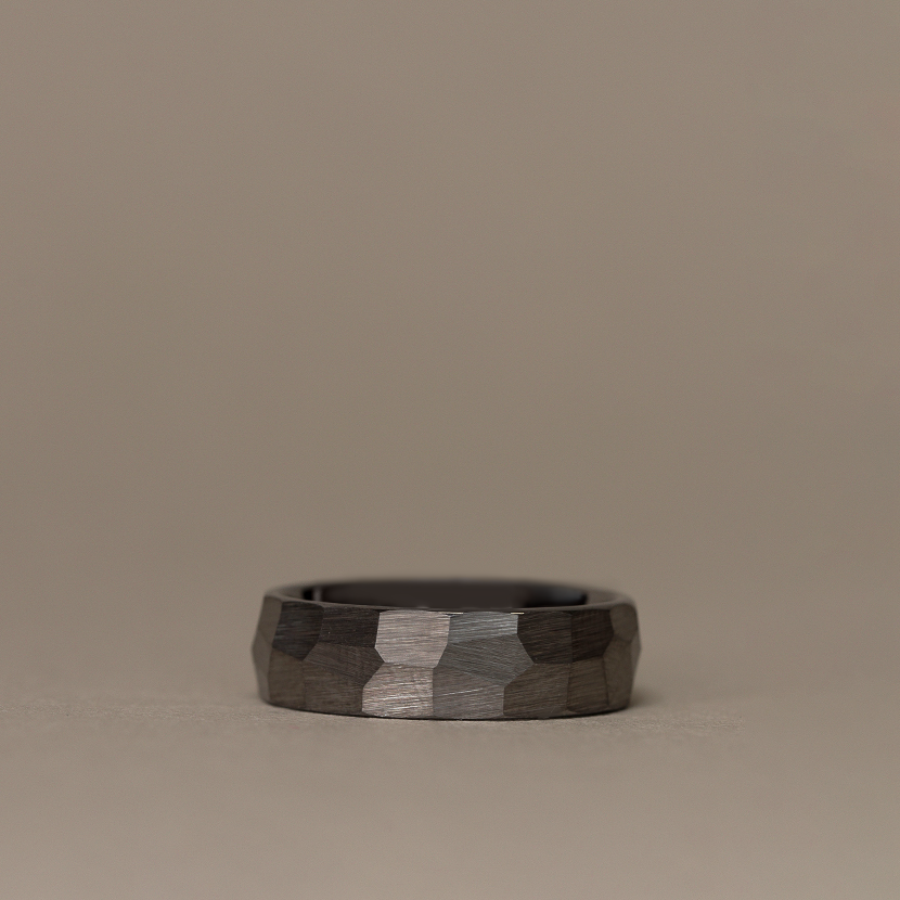 Hammered Effect Tungsten Wedding Ring - The Rivelin Valley Tungsten Rings