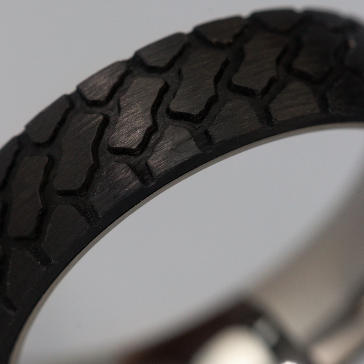 Titanium and Carbon Fibre Tyre Effect Wedding Ring - The Marshal Titanium Rings