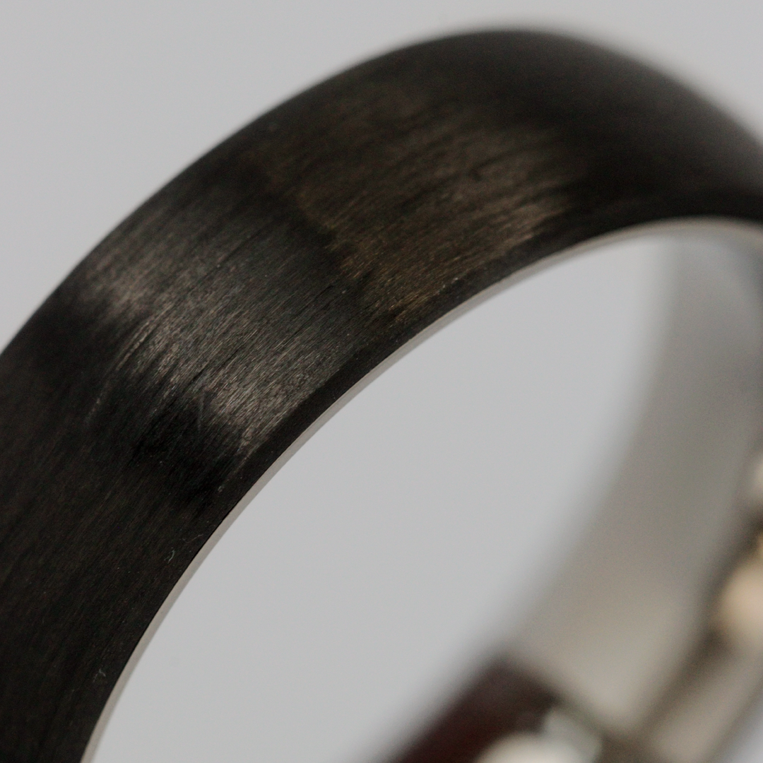 Titanium and Carbon Fibre Brushed Effect Wedding Ring - The Apex Titanium Rings