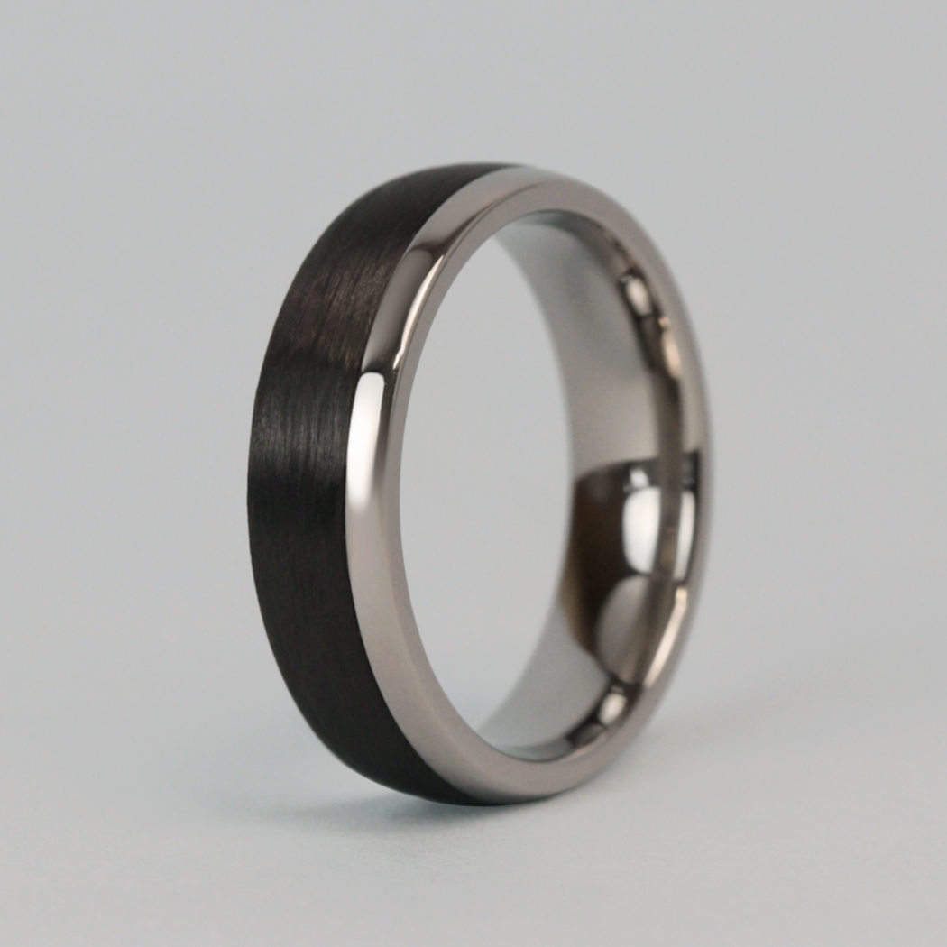 Carbon Fibre & Titanium Polished Edge Wedding Ring - The Camber Titanium Rings