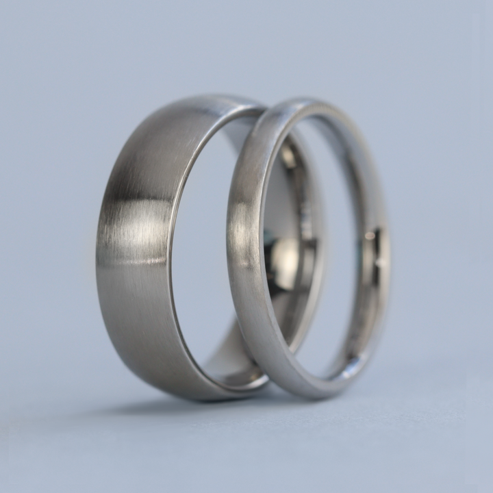 Matching Wedding Ring Set - Millhouses & Winter Gardens - Matt/Satin Stainless Steel Court Fit Wedding Rings Wedding Ring Sets