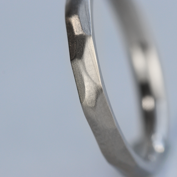 Matching Wedding Ring Set - Rivelin Valley & Beauchief - Hammered Effect Stainless Steel Court Fit Wedding Rings Wedding Ring Sets