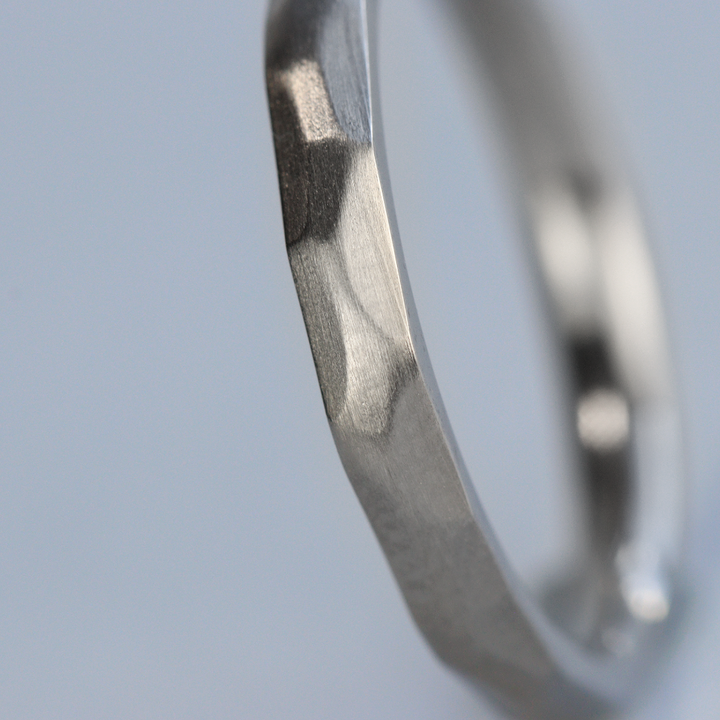 Slim Hammered Effect Stainless Steel Wedding Ring - The Beauchief Stainless Steel Rings