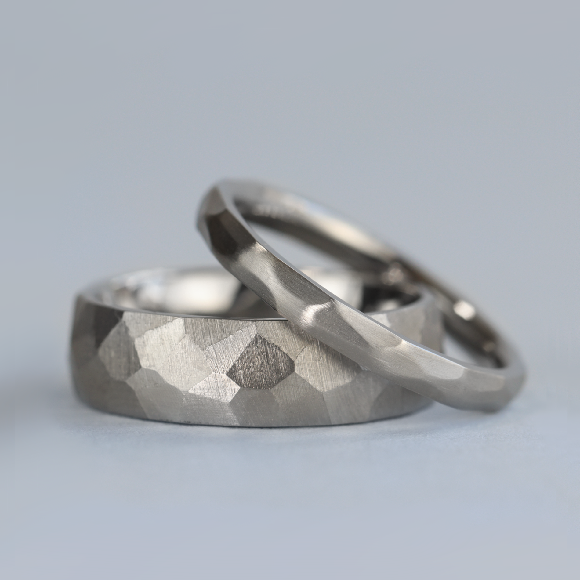 Stainless Steel Slim Hammered Effect Unisex Wedding Ring - The Beauchief Stainless Steel Rings