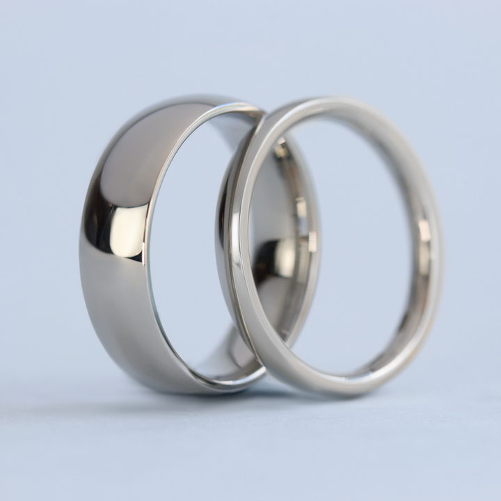 Matching Wedding Ring Set - Ruskin Green & Bingham - Polished Stainless Steel Court Fit Wedding Rings Wedding Ring Sets