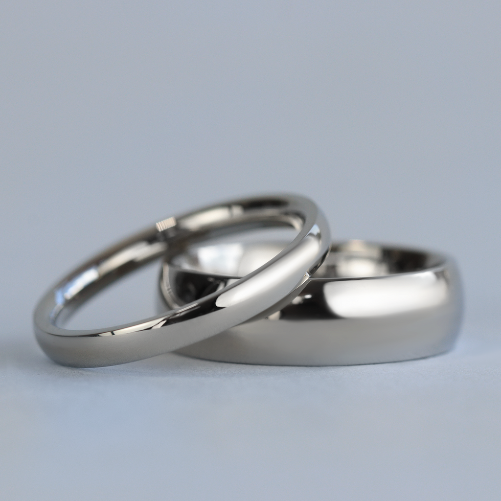 Matching Wedding Ring Set - Ruskin Green & Bingham - Polished Stainless Steel Court Fit Wedding Rings Wedding Ring Sets