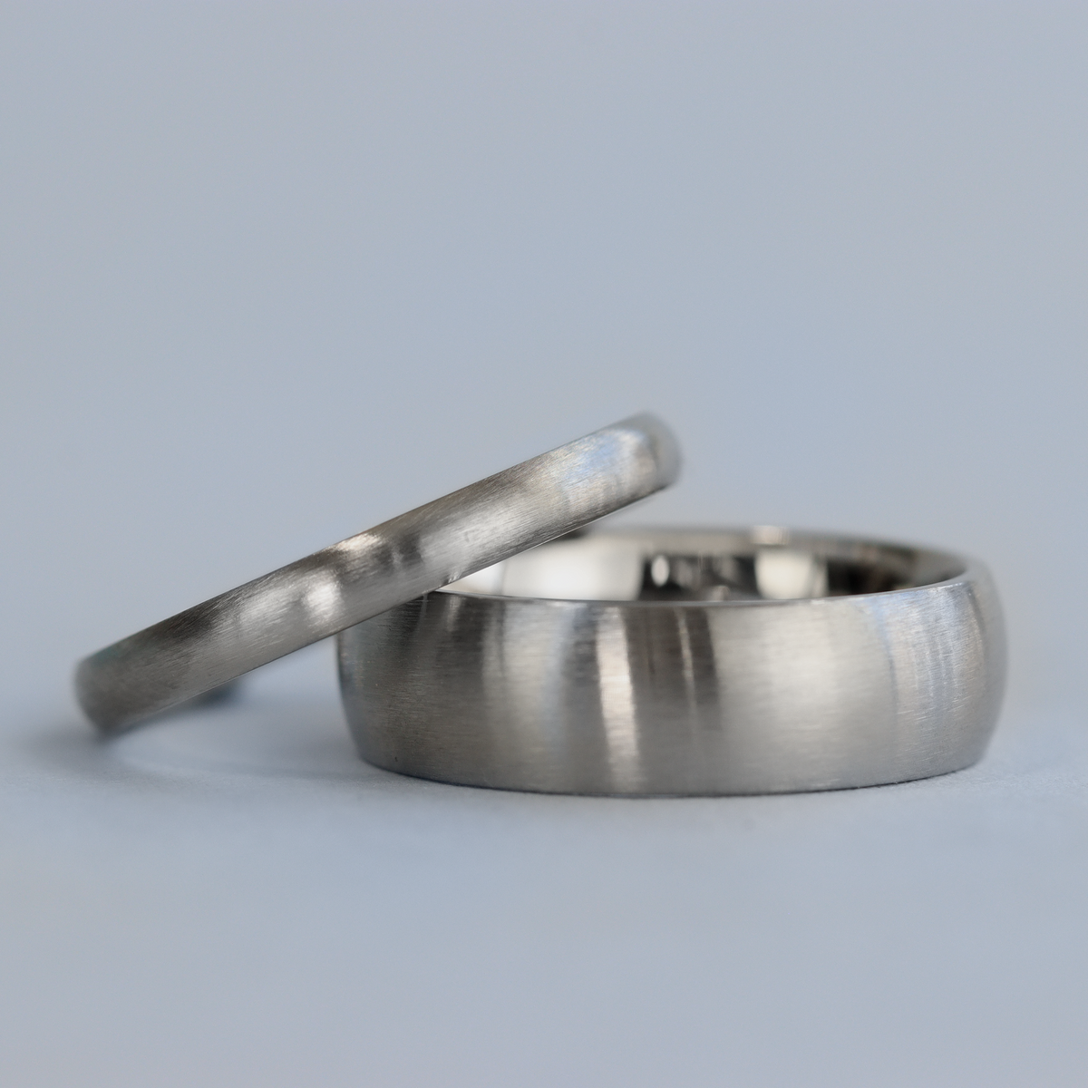 Stainless Steel Brushed Matching Wedding Ring Set - Millhouses & Winter Gardens Wedding Ring Sets